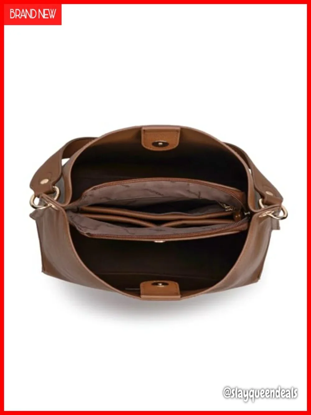 Soft PU Leather Medium Hobo Bag For Women 3 Compartments Shoulder Purse